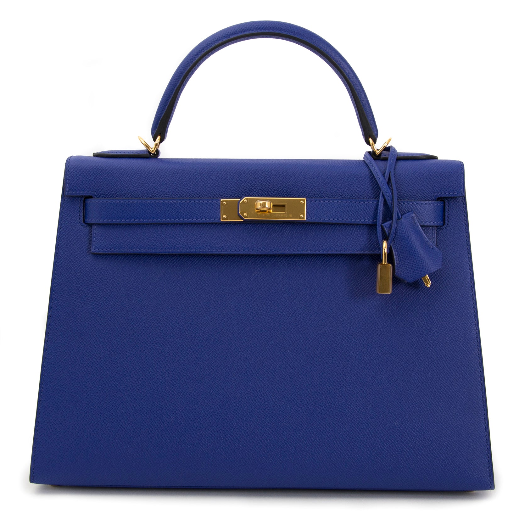 *NOOIT GEBRUIKT* Hermès Kelly 32 Sellier Bleu Electrique Epsom GHW