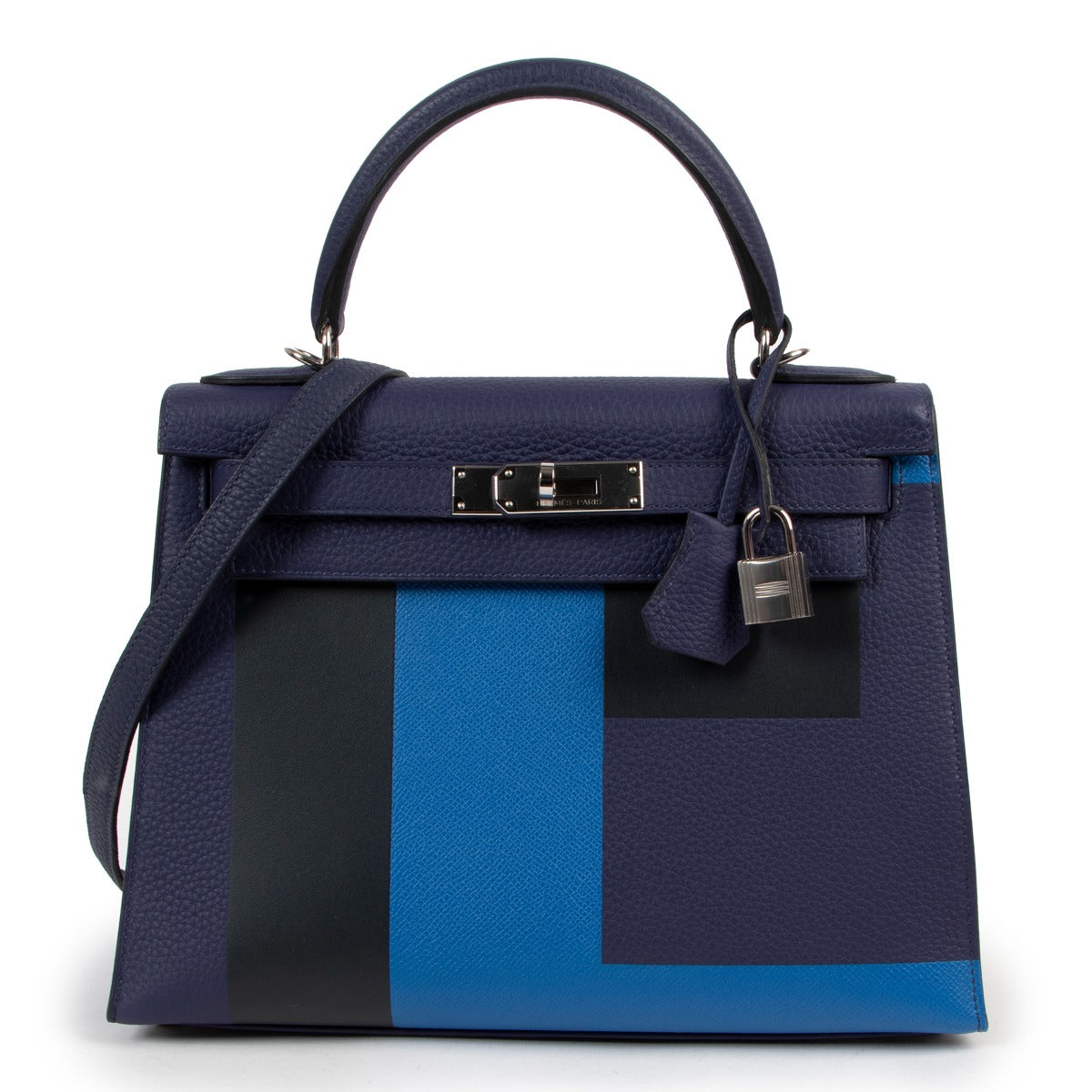 Hermès Limited Edition Kellygraphie Kelly 28 Sellier Letter E Palladium Hardware