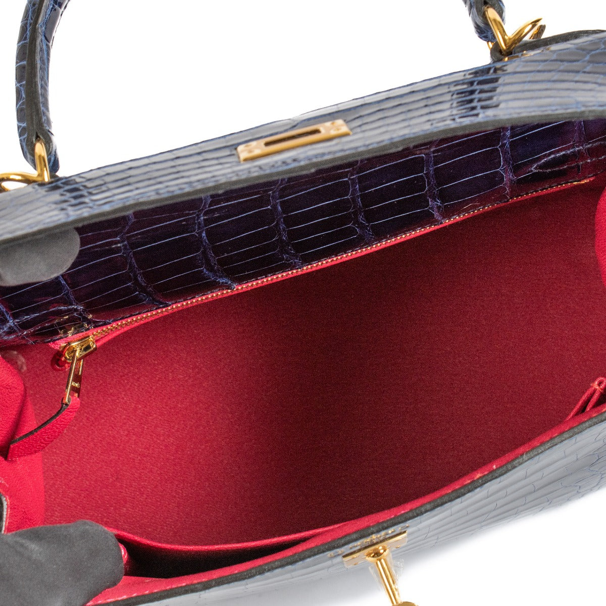 Hermès HSS Kelly 25 Bleu Saphir/Rose Extrême Shiny Alligator GHW