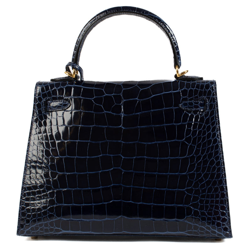 Authentic brand new store fresh Hermès HSS Special Order Kelly 25 Bleu Saphir/Rose Extrême Shiny Alligator GHW on www.labellov.com