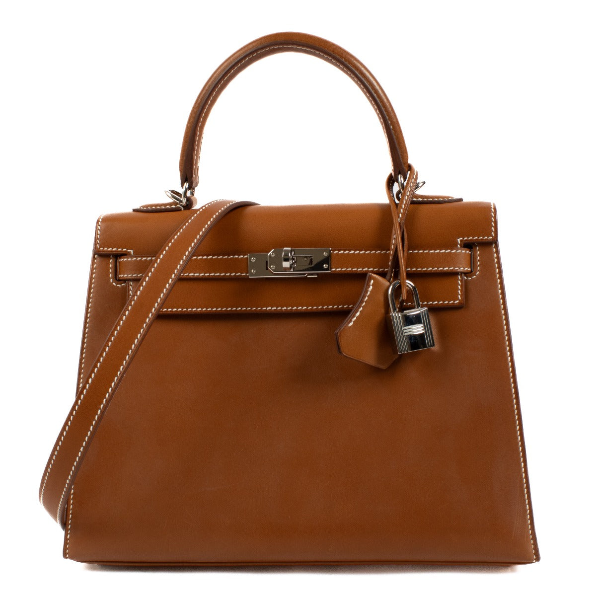 Authentic second hand 2021 Hermès Kelly 25 Fauve Barenia PHW on www.labellov.com