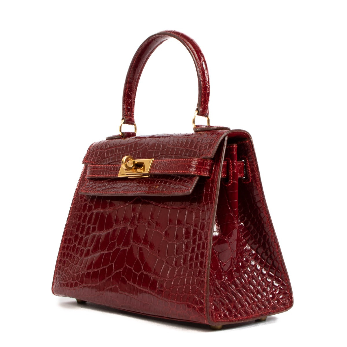 Seconde main Hermès 1991 Vintage Mini Kelly 20 Rouge Sellier Alligator dans www.labellov.com