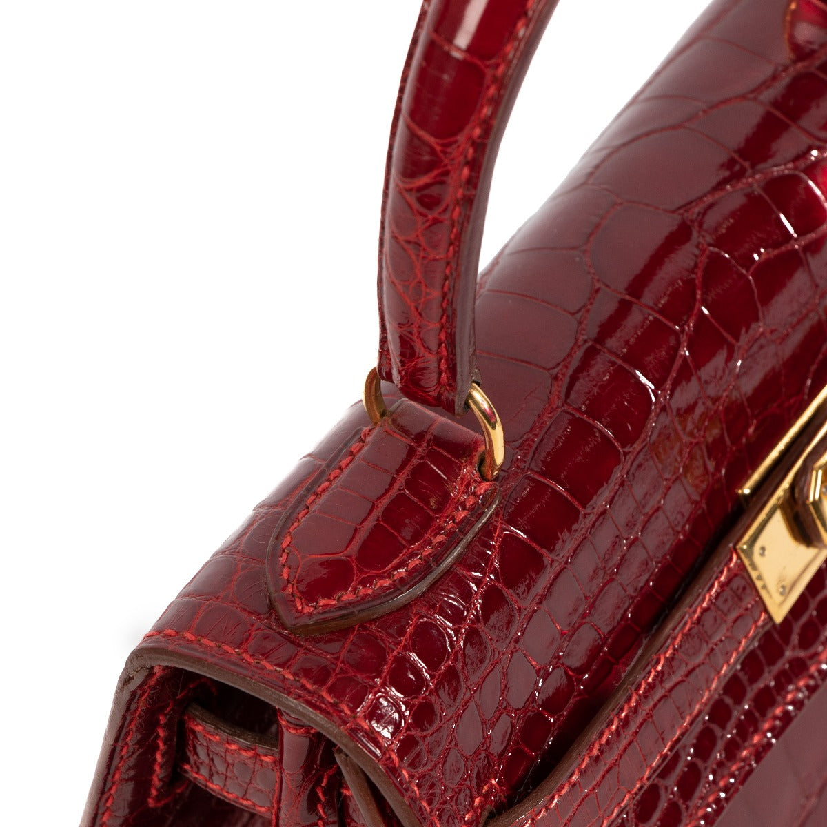 Seconde main Hermès 1991 Vintage Mini Kelly 20 Rouge Sellier Alligator dans www.labellov.com
