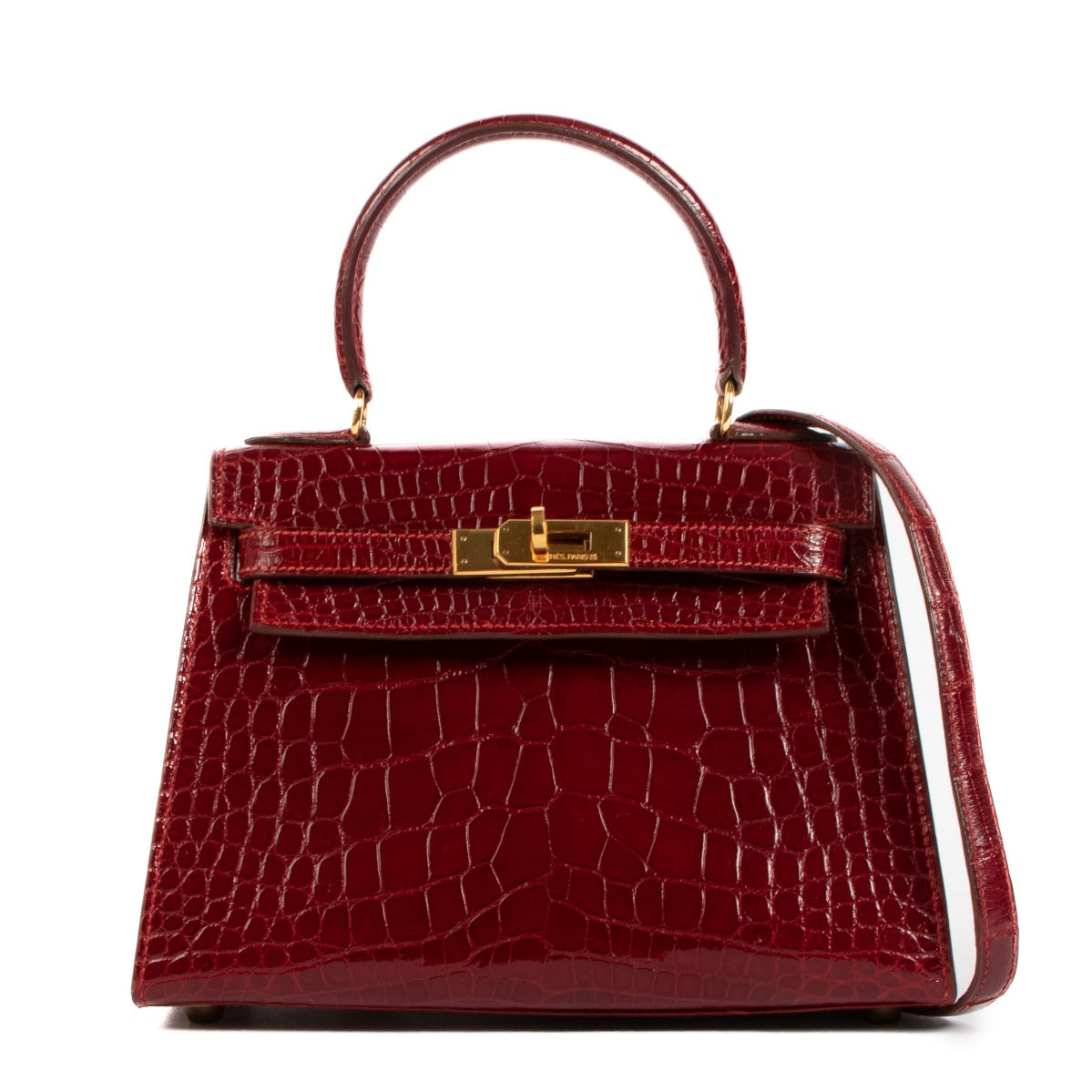 Authentic second hand Hermès 1991 Vintage Mini Kelly 20 Rouge Sellier Shiny Alligator on www.labellov.com