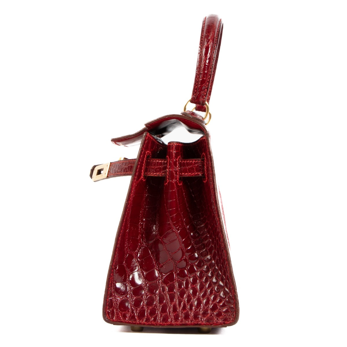 Seconde main Hermès 1991 Vintage Mini Kelly 20 Rouge Sellier Alligator dans www.labellov.com