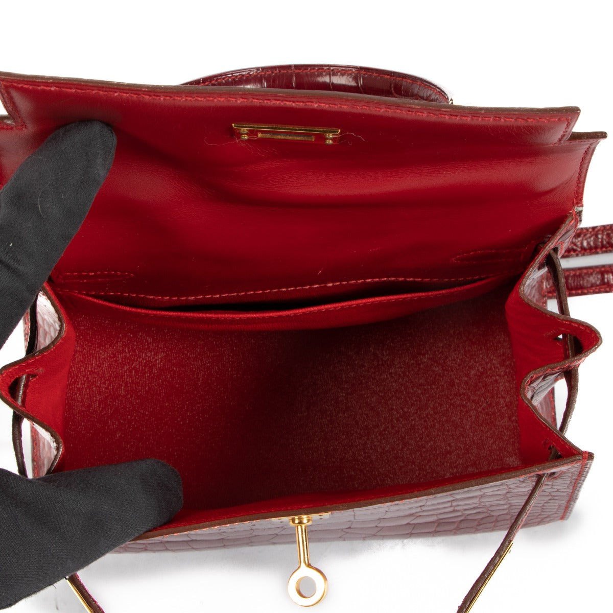 Hermès Vintage Mini Kelly 20 Rouge Sellier Alligator Lisse