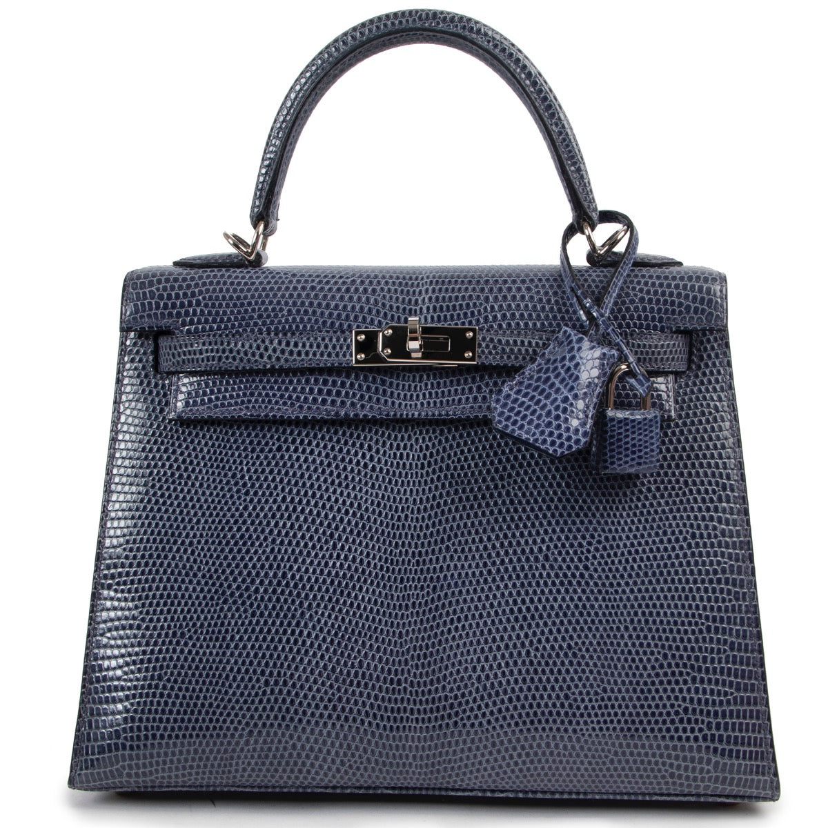 authentic Hermès Blue Brighton Lizard Kelly 25 PHW + strap online Labellov your secondhand designer bags