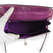 very rare Hermes Kelly Violet Lizard Sellier 25 PHW
