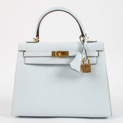 2020 Hermès Kelly 25 Bleu Brume Epsom GHW