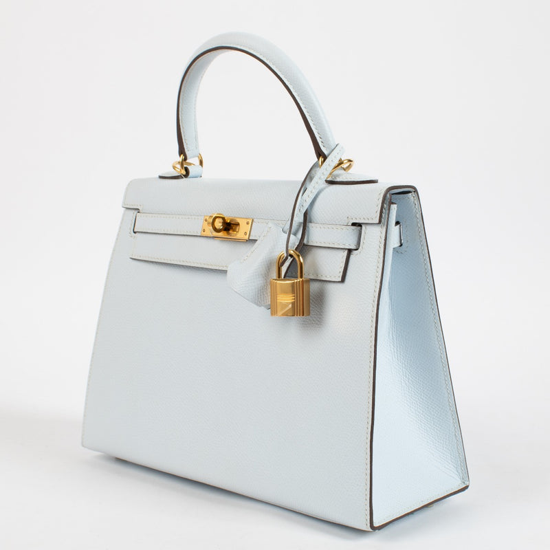 Hermès Kelly 25 Bleu Brume Epsom GHW