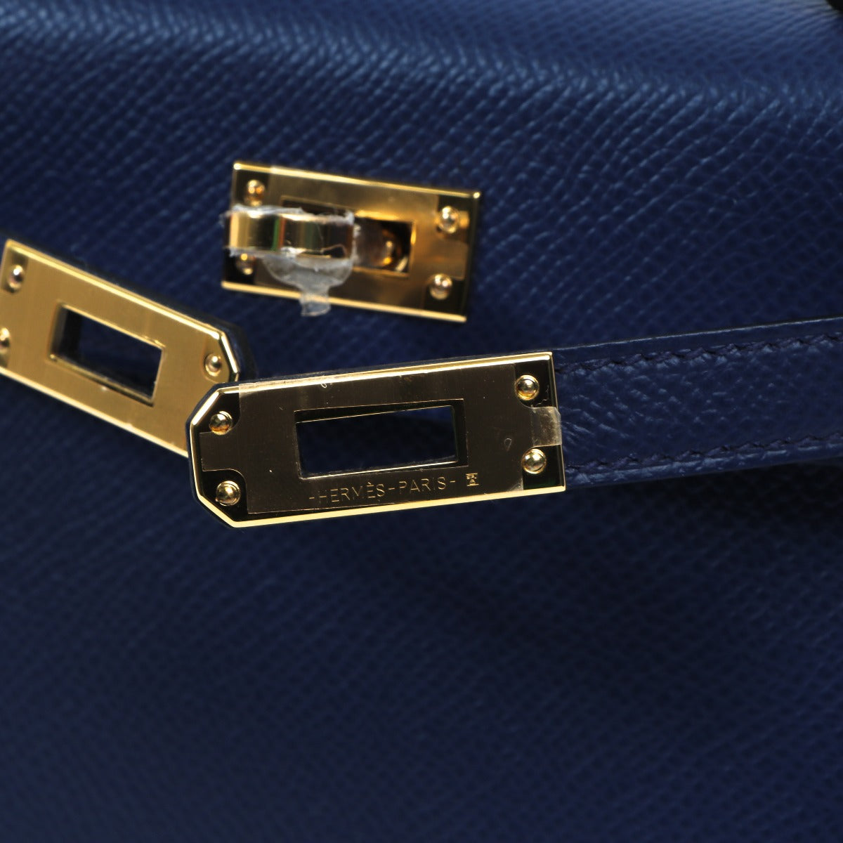 Hermes mini kelly plaque logo engraving detail