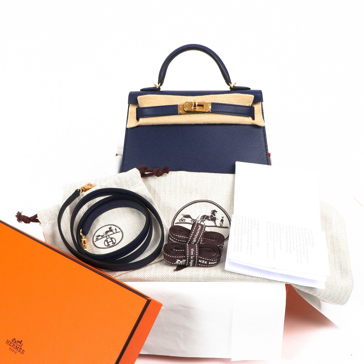 Hermès Kelly Mini II Blue Sapphire Epsom Gold Hardware
