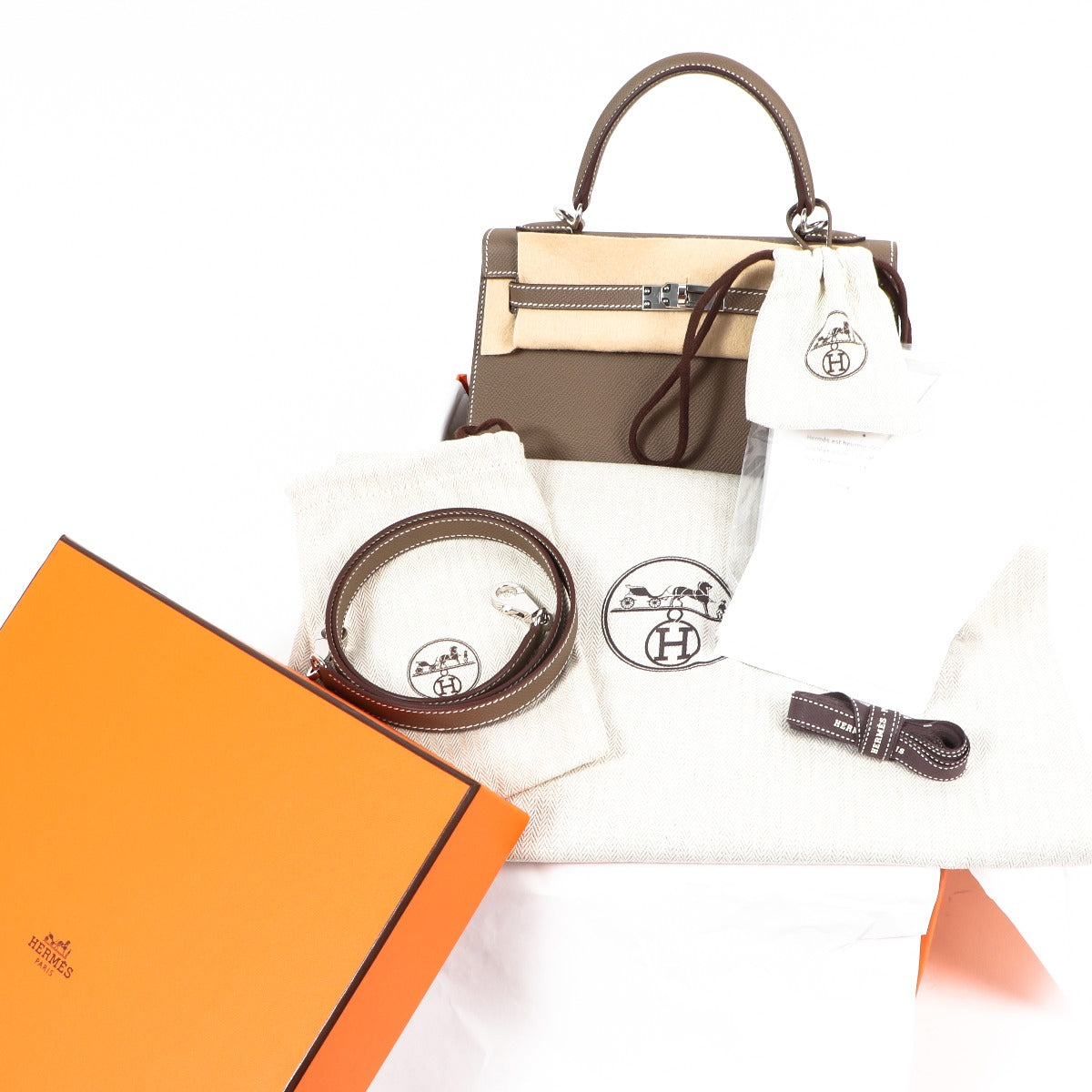 Hermès Kelly 25 Etoupe Epsom PHW