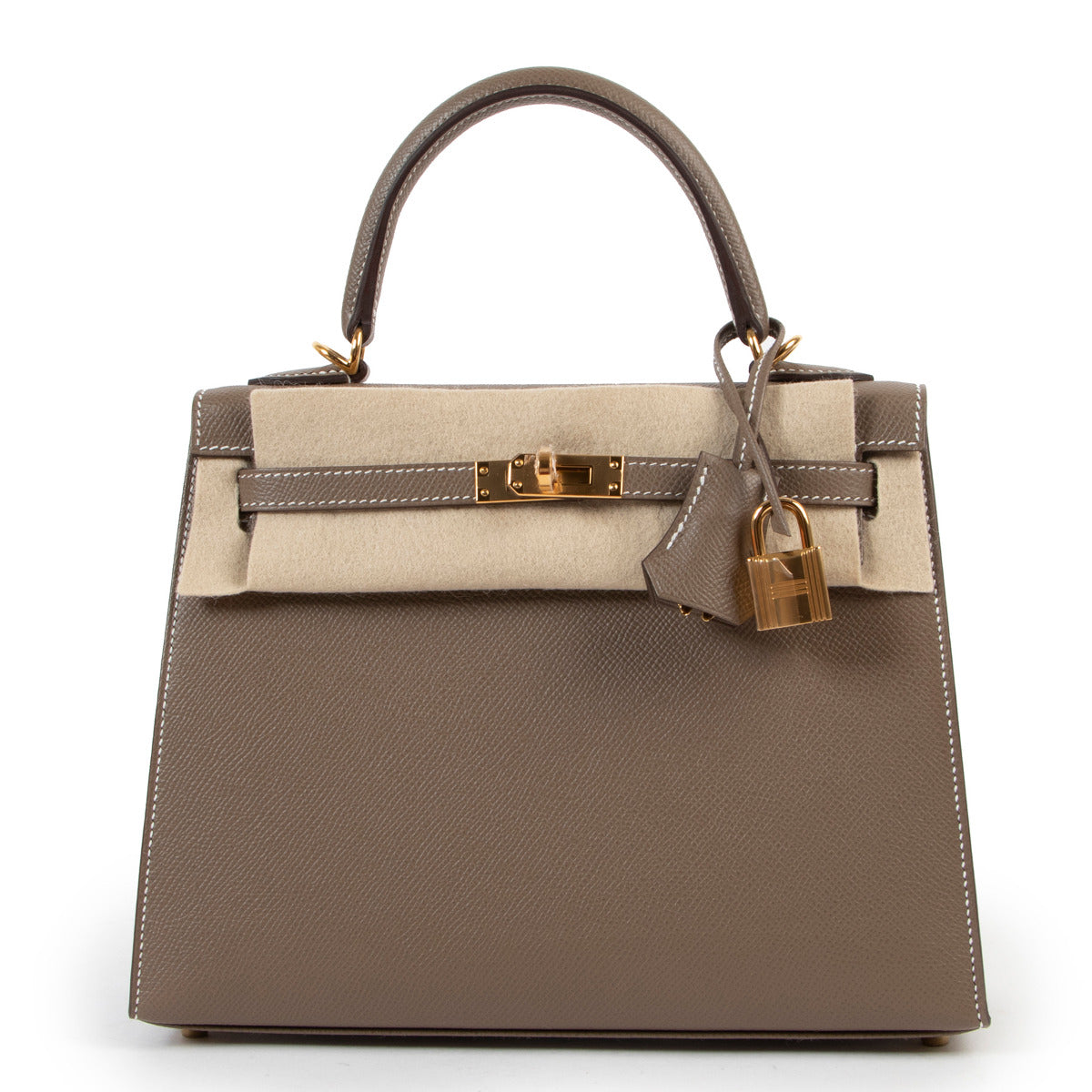 Hermès Kelly 25 Sellier Epsom Etoupe GHW