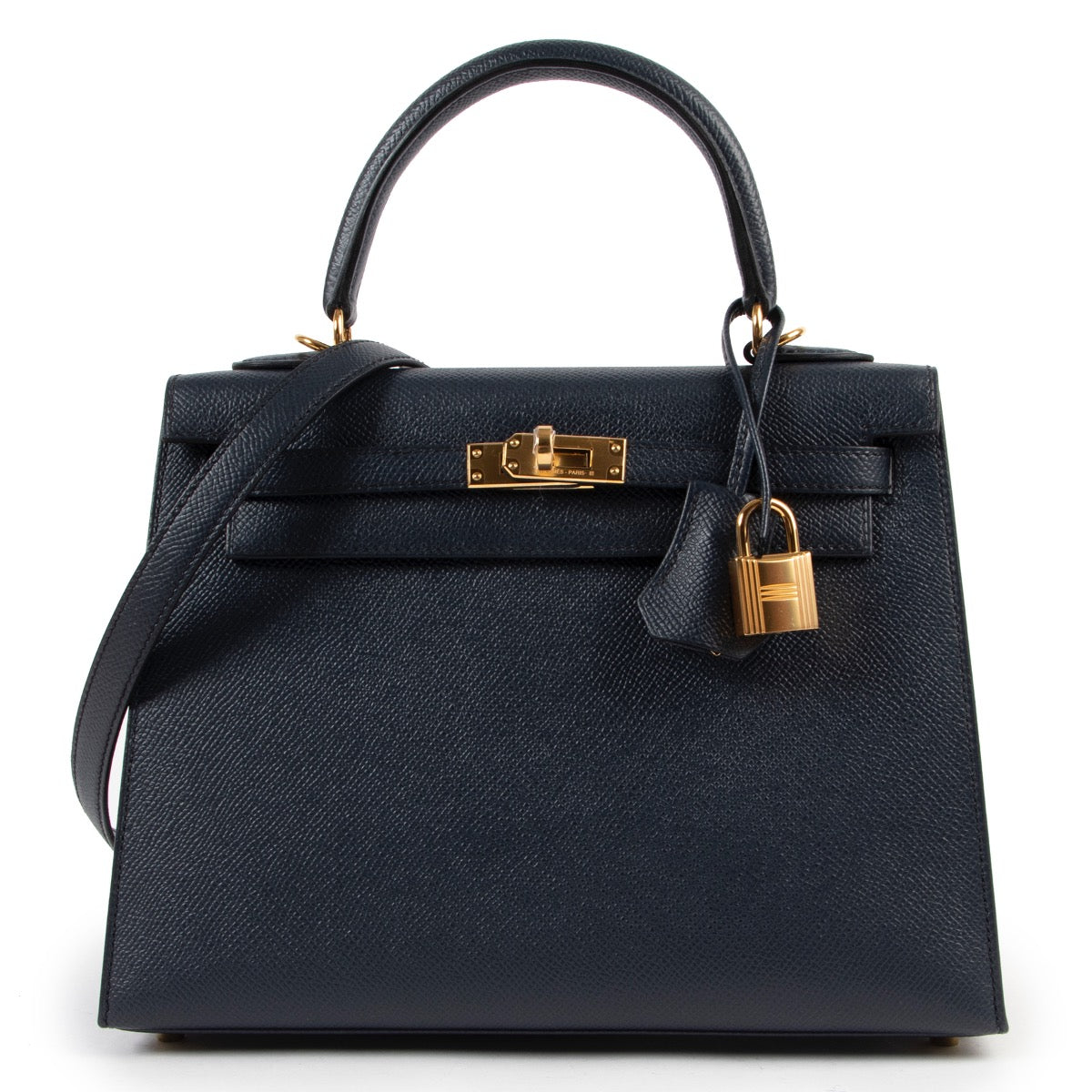 100% authentic Hermès Blue Indigo Kelly 25