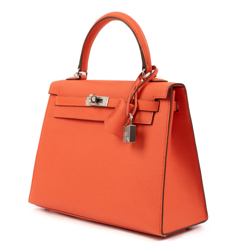 Hermès Kelly 25 Orange Field Epsom PHW