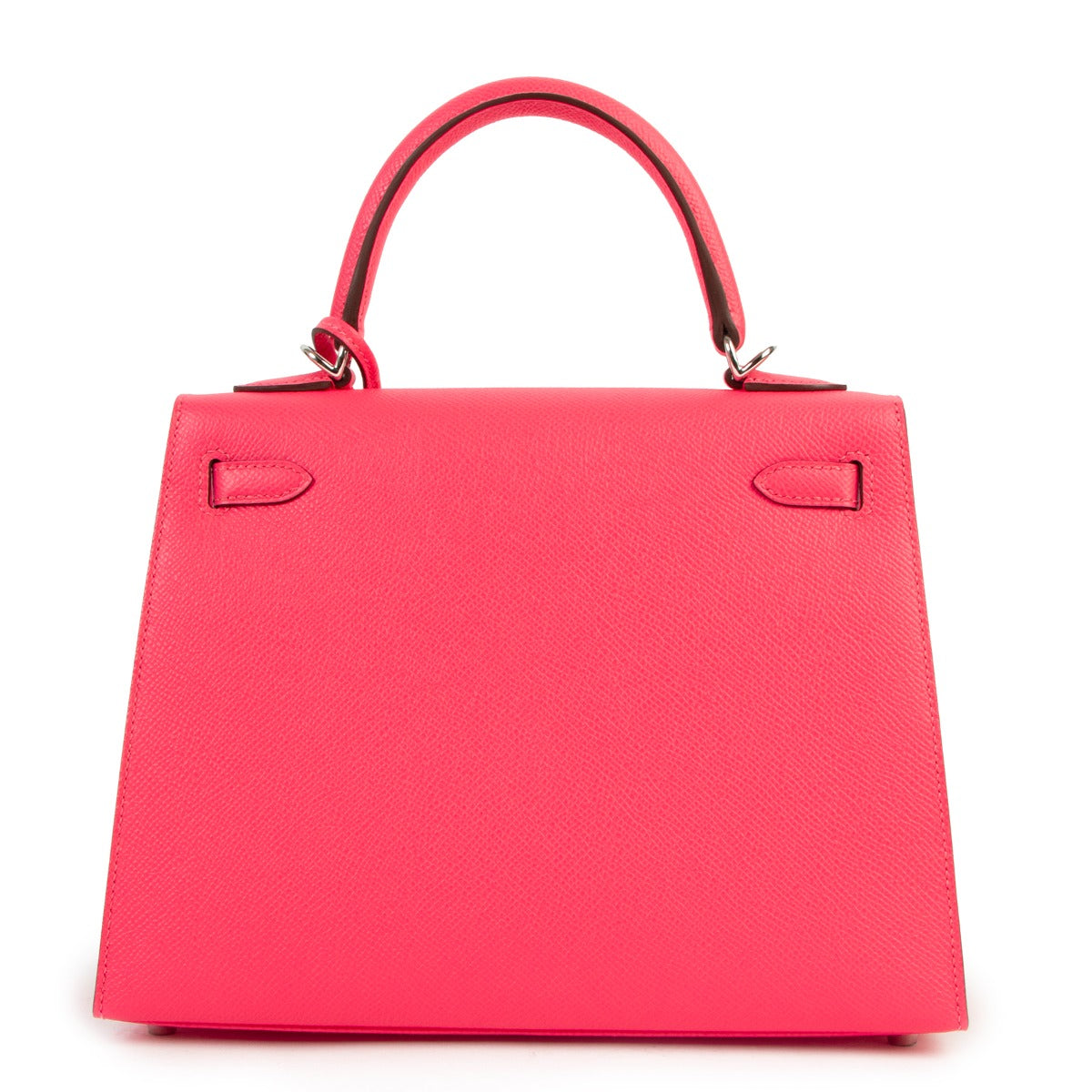 Authentic second hand Hermès Kelly 25 Sellier Rose Azalée Epsom Palladium Hardware at Labellov.com