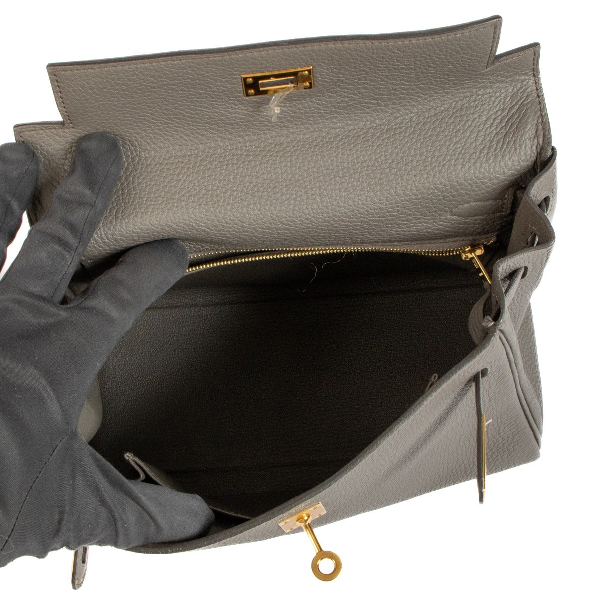 Hermès Kelly 25 Gris Etain Togo GHW