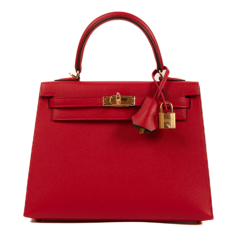 Hermès 2023 HSS Kelly 25 Rouge Casaque/Vert Cactus Epsom