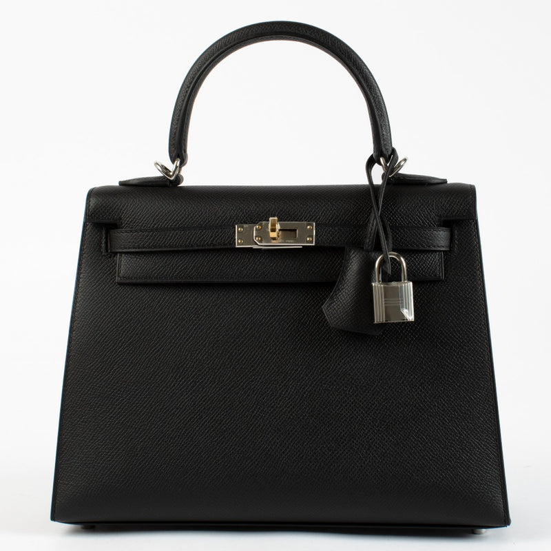Hermès Kelly 25 Black Epsom Electrum Hardware