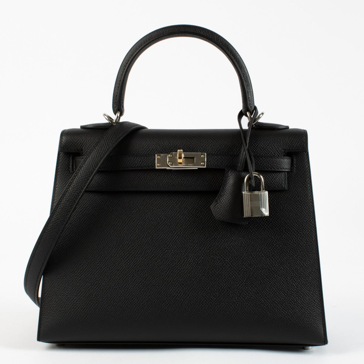 Hermès Kelly 25 Noir Epsom Bijouterie Electrum
