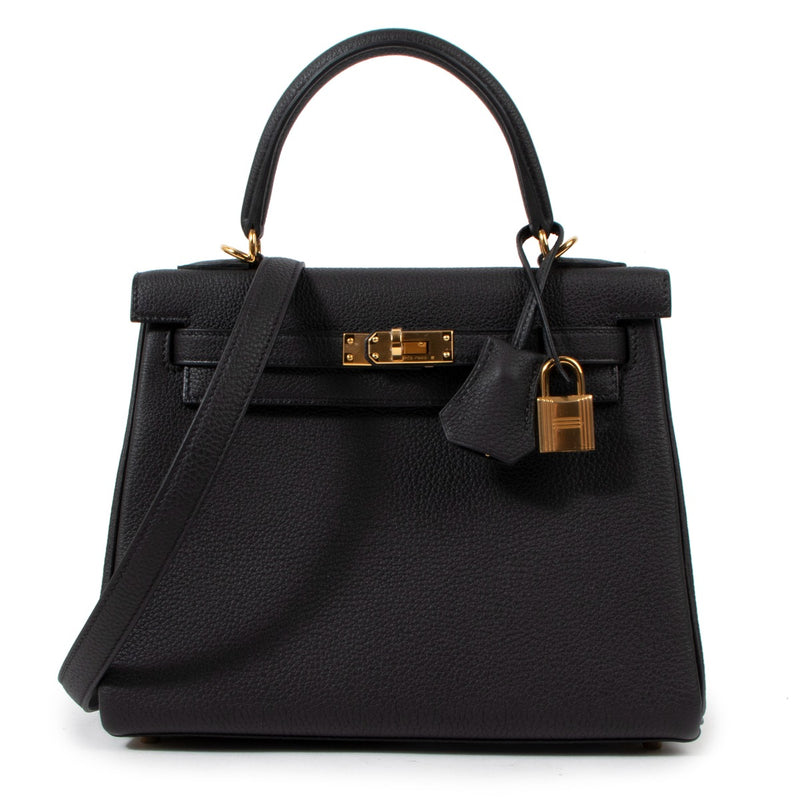 authentic second hand hermes kelly 25 black togo on labellov.com