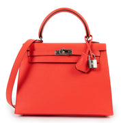 Hermès Kelly Sellier 25 Verso Rose Texas/Prune Epsom Palladium Hardware