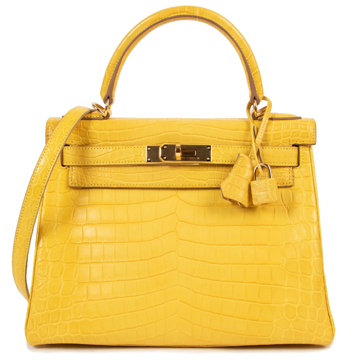 Hermès Kelly Retourne 28 Mimosa Matt Niloticus Crocodile GHW