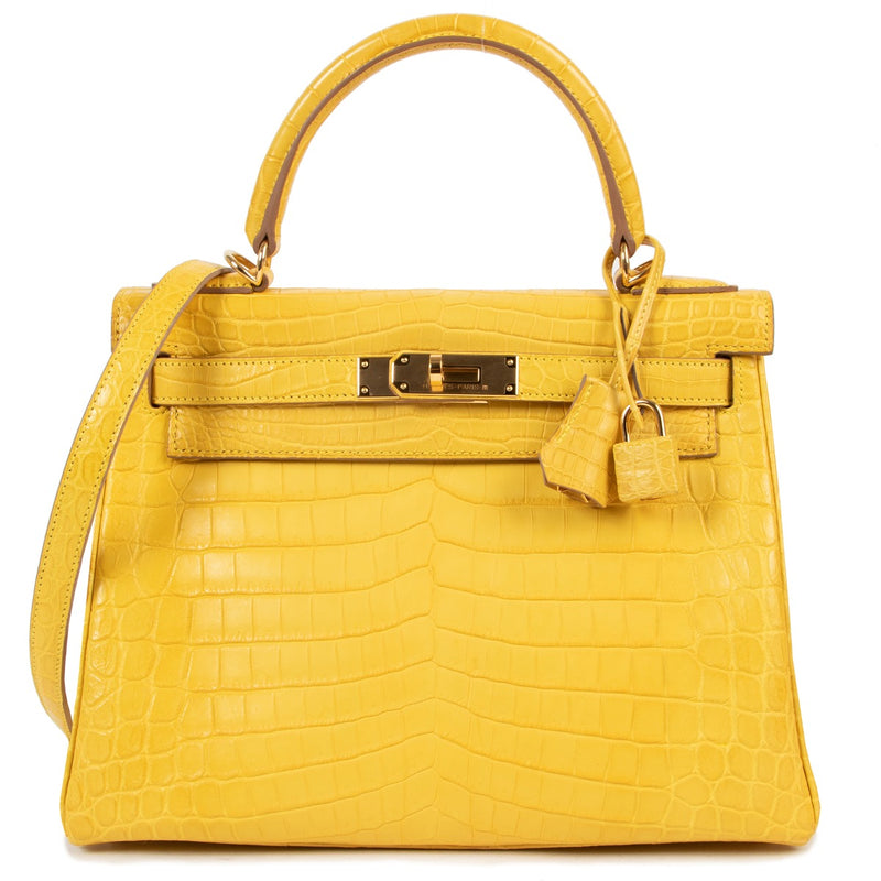 Hermès Kelly Retourne 28 Mimosa Matt Niloticus Crocodile GHW