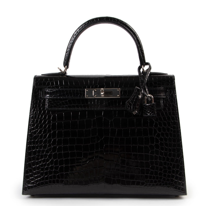 shop safe online Hermès Black Croco Porosus Kelly 28
