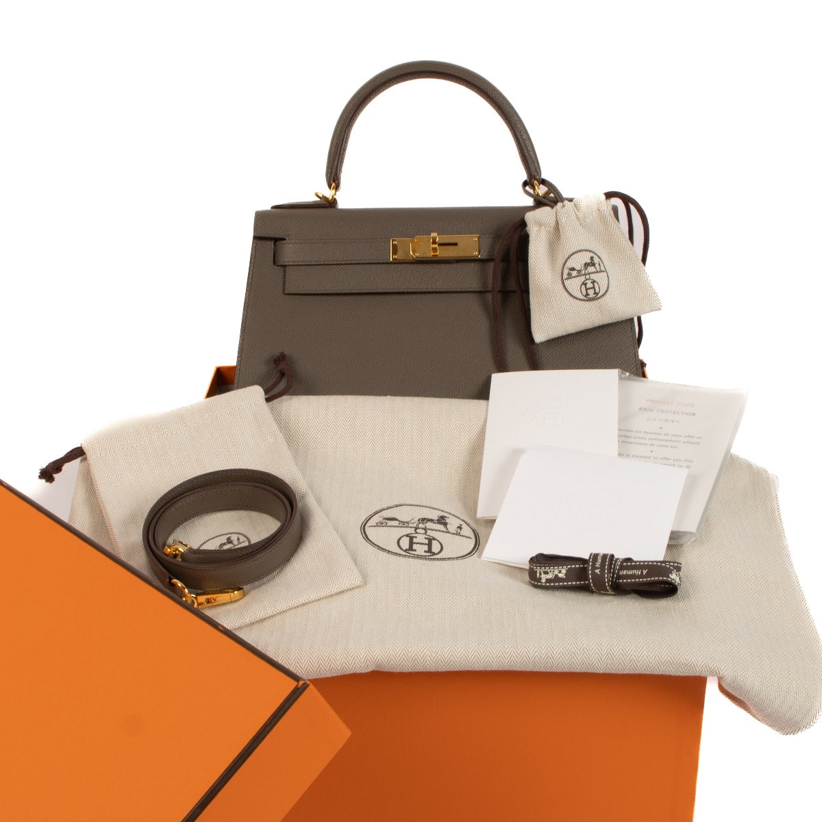 Hermès Kelly II Sellier 28 Gris Etain Epsom GHW