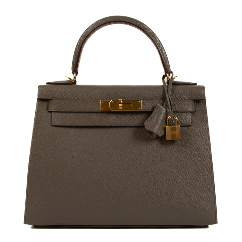 Authentic second hand new Hermès Kelly 28 Gris Etain Epsom GHW on www.labellov.com