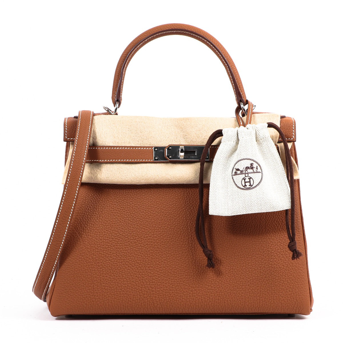 Authentic second hand luxury designer Hermes Kelly 28 Togo Gold by Labellov