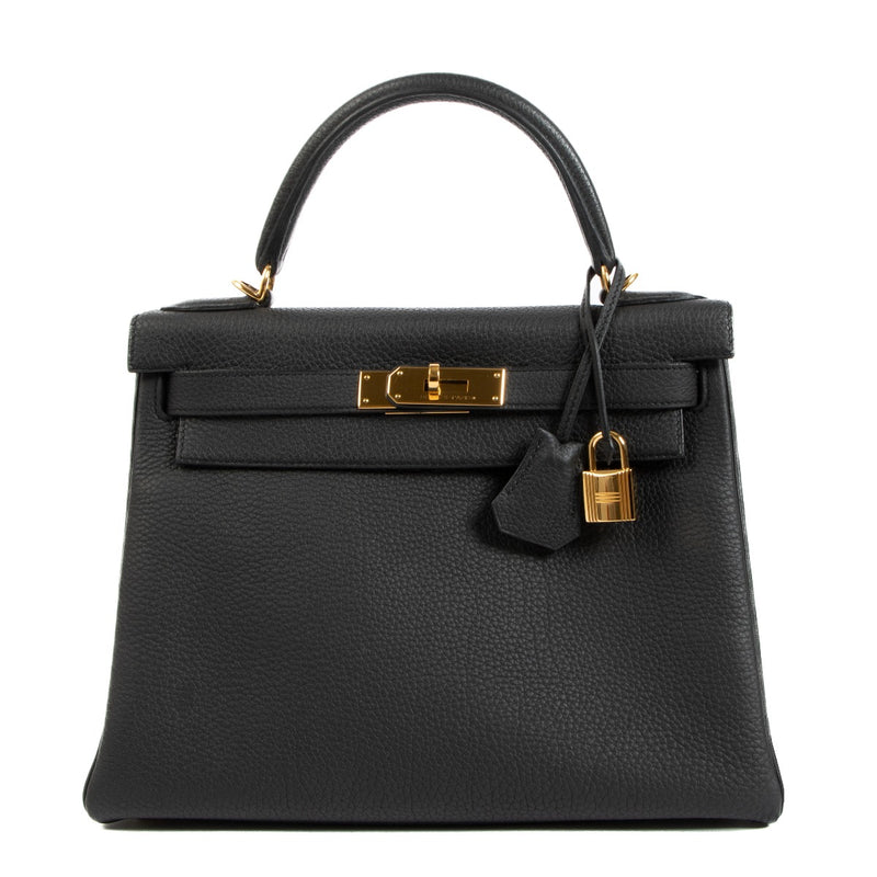 Hermès Kelly 28 Black Togo Gold Hardware