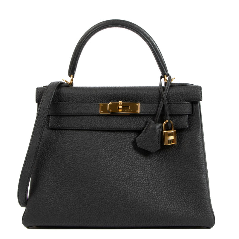 Hermès Kelly 28 Black Togo Gold Hardware