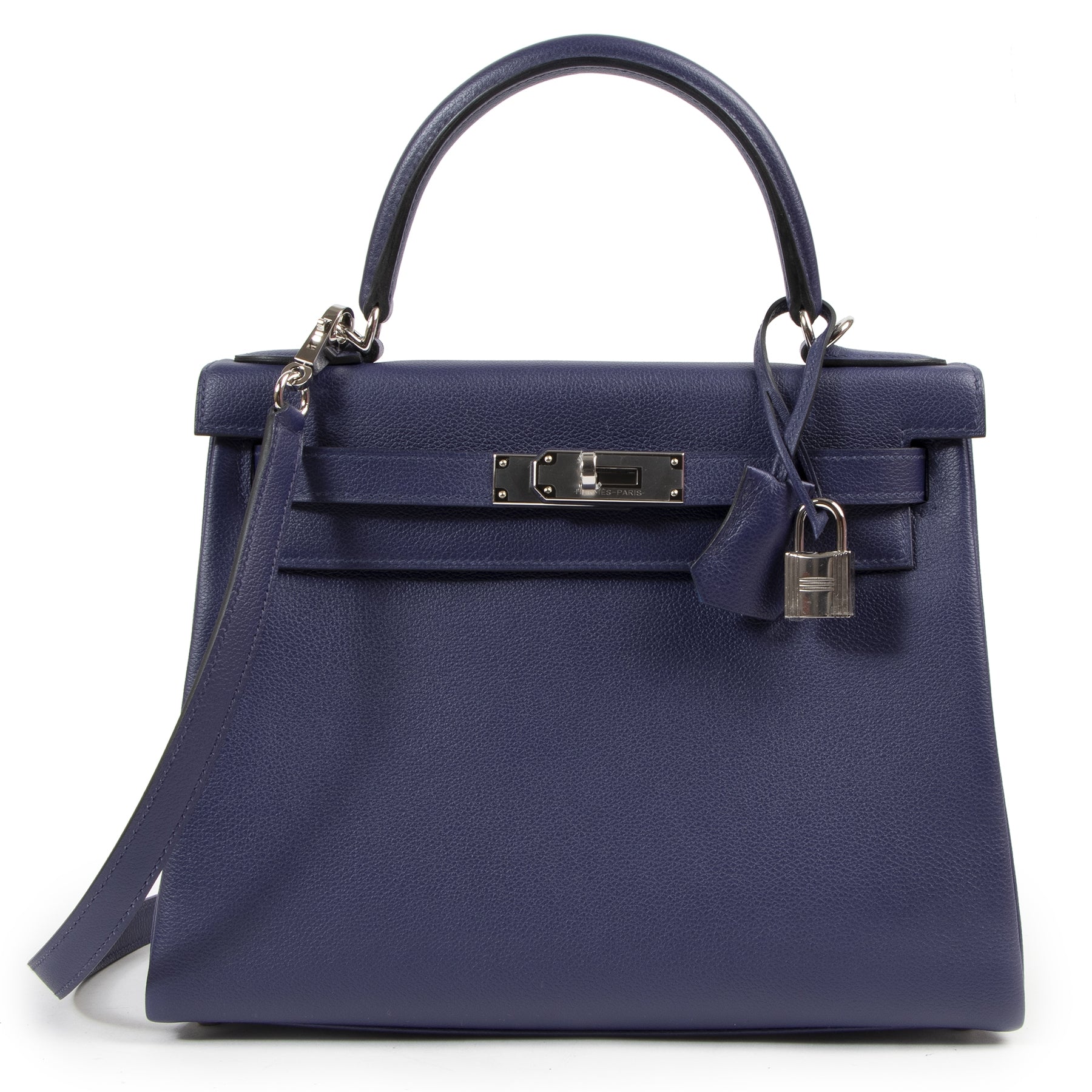 Hermès Kelly 28 Verso Bleu Encre / Bleu Zellige Evercolor PHW