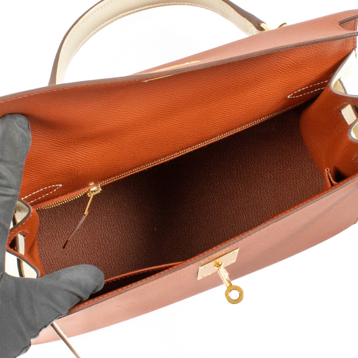 Hermès HSS Kelly 28 Cuivre/Craie Epsom GHW