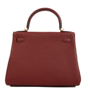 Hermès 2023 Kelly 28 Rouge H Taurillon Clemence Gold Hardware