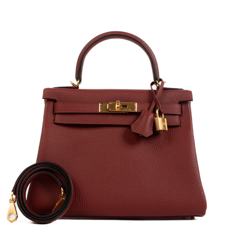 Hermès 2023 Kelly 28 Rouge H Taurillon Clemence Gold Hardware