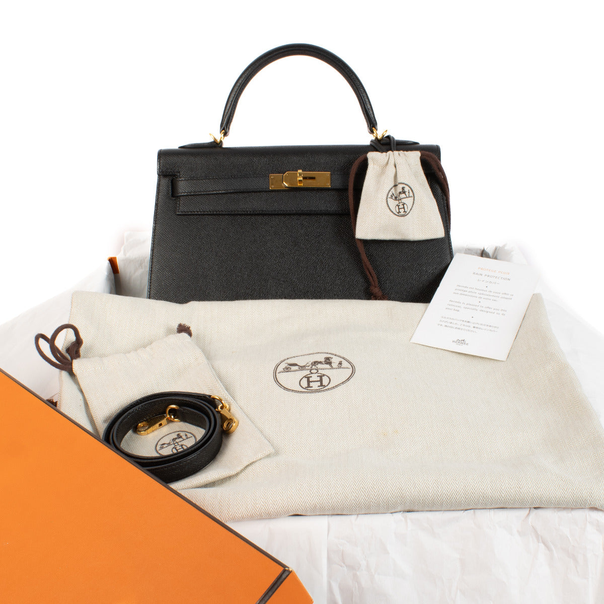 Hermès Kelly 32 Black Epsom GHW