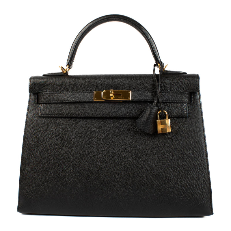 2015 Hermès Kelly 32 Noir Veau Epsom GHW