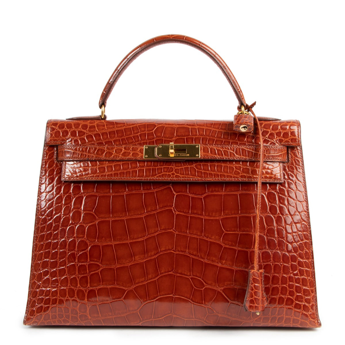 Hermès Vintage Kelly 32 Shiny Alligator Miel Gold Hardware