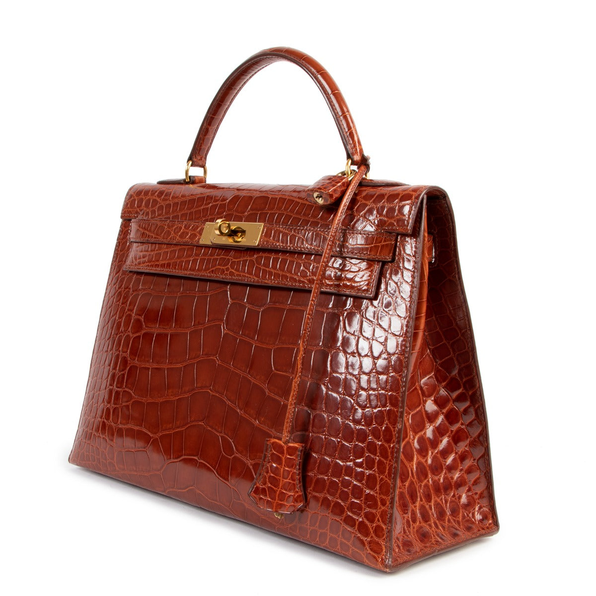Hermès Vintage Kelly 32 Shiny Alligator Miel Gold Hardware