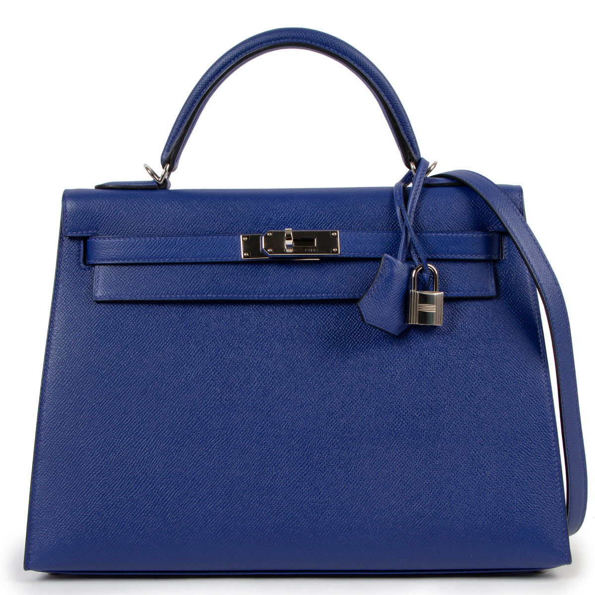 Hermès Kelly 32 Sellier Bleu Electrique Epsom Palladium Hardware