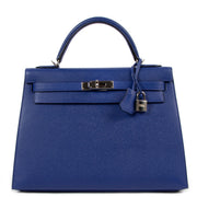 Hermès Kelly 32 Blue Electric Epsom PHW