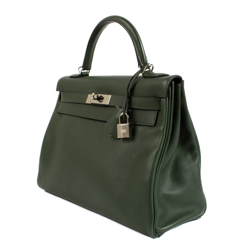 2016 Hermès Kelly 32 Vert Anglais Evercolor PHW