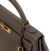 Pre-owned Hermès Kelly 32 Etain Togo on www.laebllov.com