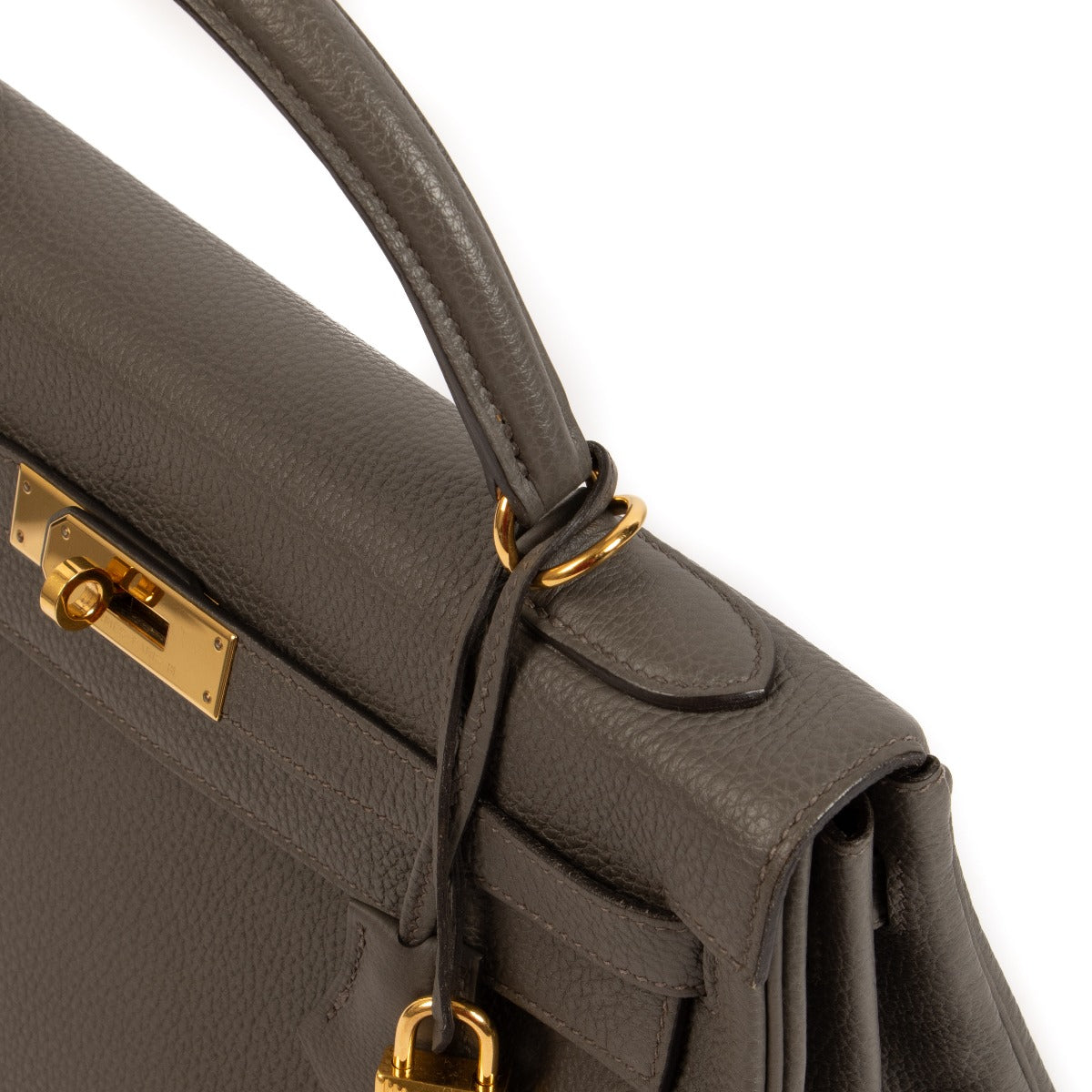 Pre-owned Hermès Kelly 32 Etain Togo on www.laebllov.com