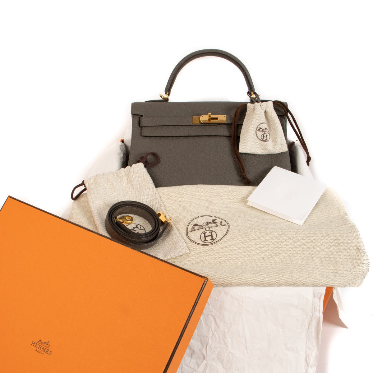 Hermès Kelly 32 Etain Togo