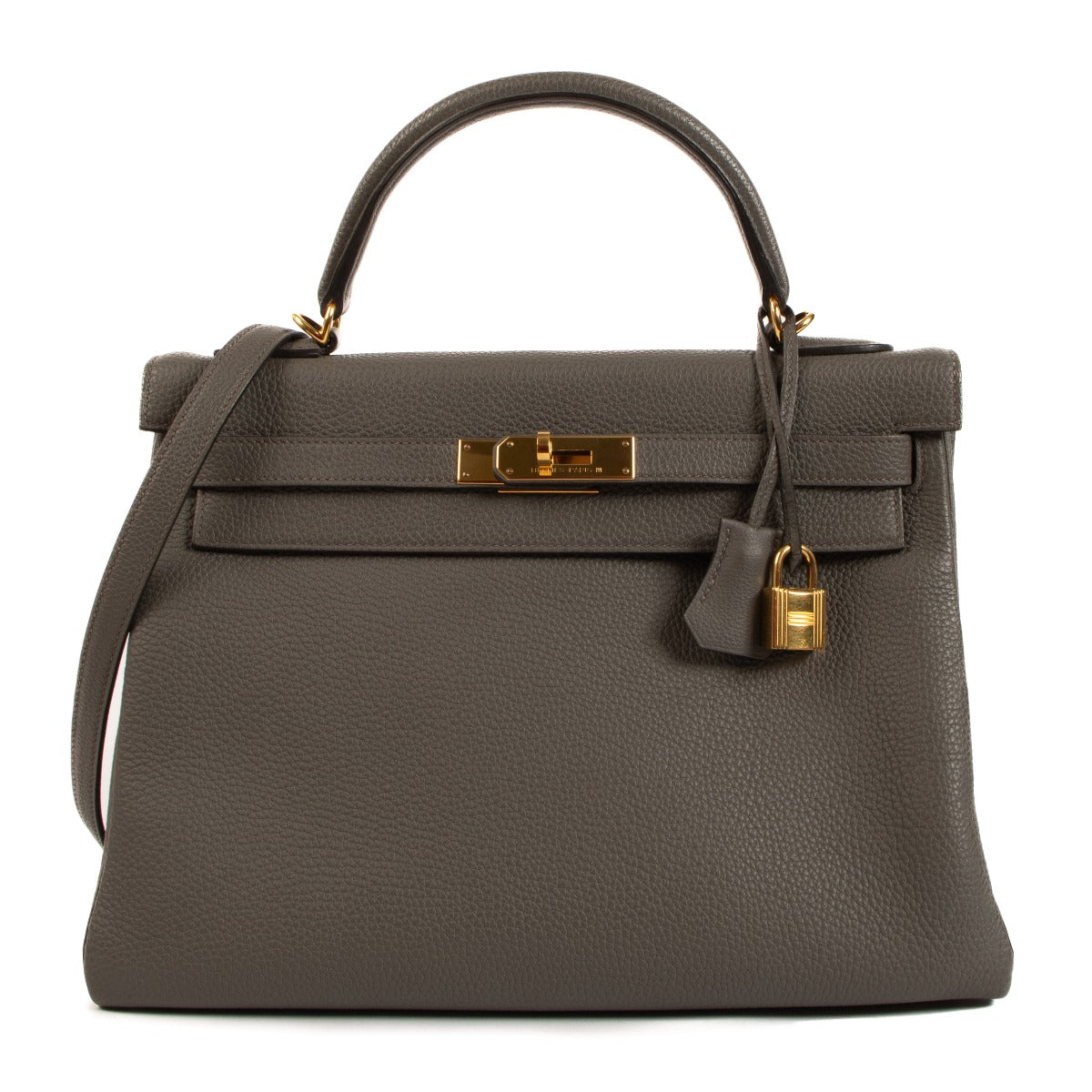 Pre-owned Hermès Kelly 32 Etain Togo on www.laebllov.com